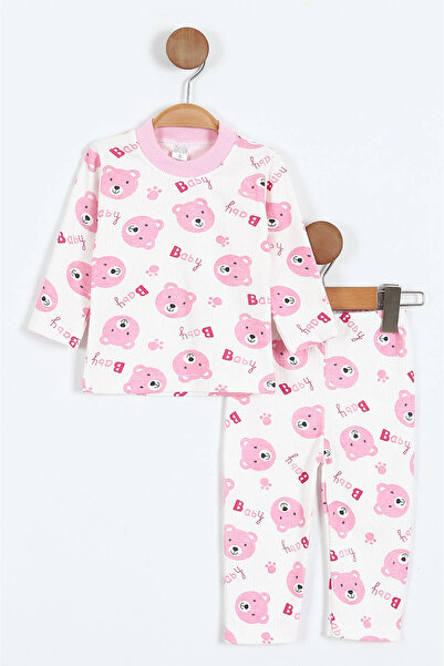 MBK GARDEN Unisex Bebek Pijama Takımı Ayıcık Desenli %100 Pamuk Uzun Kollu 2’...