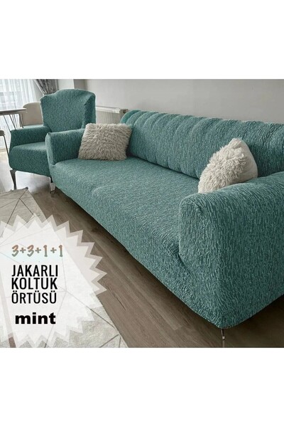 beyvetçe Jakarlı Düz Desen 3311 koltuk örtüsü Kanepe Örtüsü | Lastikli Koltuk...