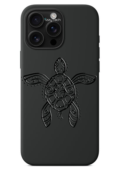 izzytech iPhone 12 / 12 Pro Compatible Black Phone Case – Turtle Tribal Shiny...