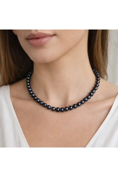 B Design jewelry Dark Black Pearl Necklace