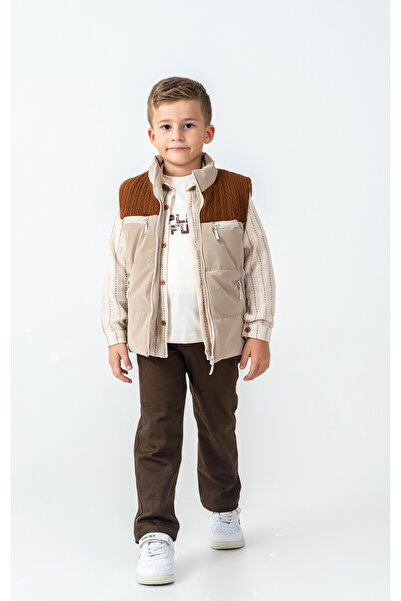 LUCY EXCLUSİVE Knitted Vest 4-Piece Set (Vest, Shirt, T-Shirt, Pants) Holiday...