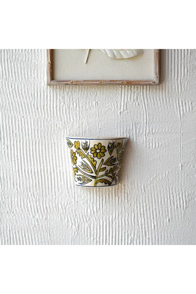 Generic Ceramic Wall Plant Holder with Green Decorations