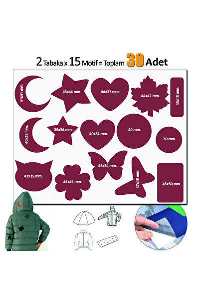 FIXALL ADHESIVE PRODUCTS Yapışkanlı Polyester Kumaş Çeşitli Şekilde 30 adet M...