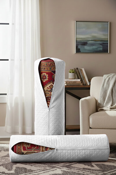 SER&YAT Rug and Carpet Storage Bag - White 2-Piece Zippered Rug Cover - Compa...