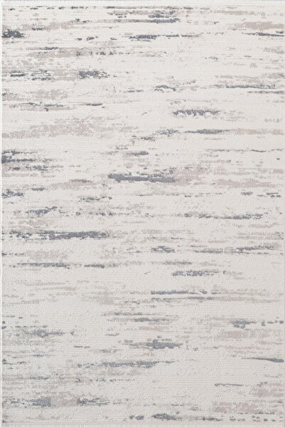 Karmen Halı Icon IC001M Krem Modern Lacivert Desen Akrilik Pamuk Tabanlı Salo...