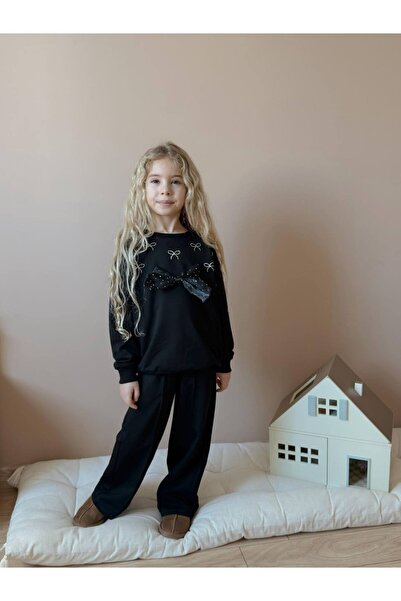 MİNİKO KİDS Set de 2 piese din bumbac pentru fete, cu fundă și pietre, pentru...