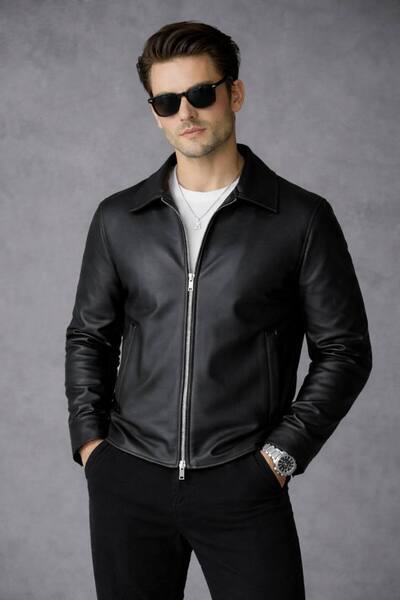 S&M CLOTHİNG New Season Men's Leather Jacket