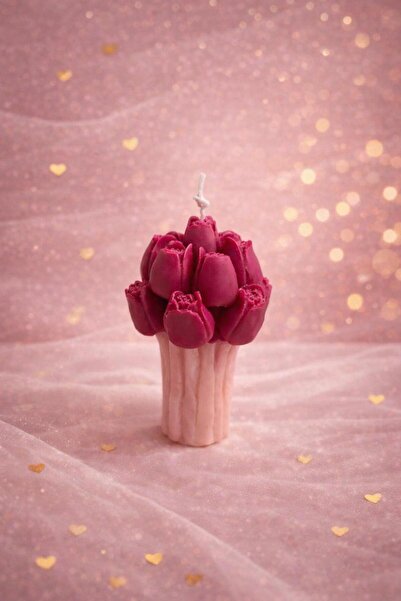Romantik Lale Buketi Mum | %100 Soya Wax El Yapımı