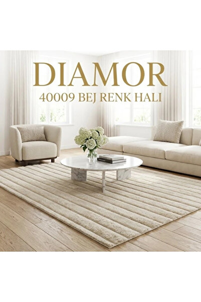 Sihirli Halı Diamor Serisi 40009 Model Bej Renk Düz Kesim Halı