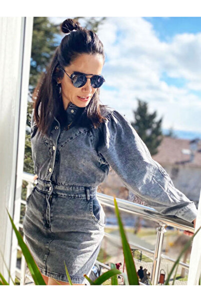 Burcu Özpıranga Denim Füme Elbise