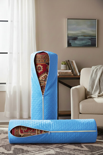 SER&YAT حقيبة تخزين للسجاد والبسط - غطاء سجاد أزرق سماوي بسحابين - متوافق مع ...