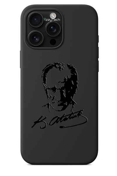 izzytech حافظة هاتف سوداء متوافقة مع iPhone 16 Plus - تصميم أتاتورك بتأثير ال...