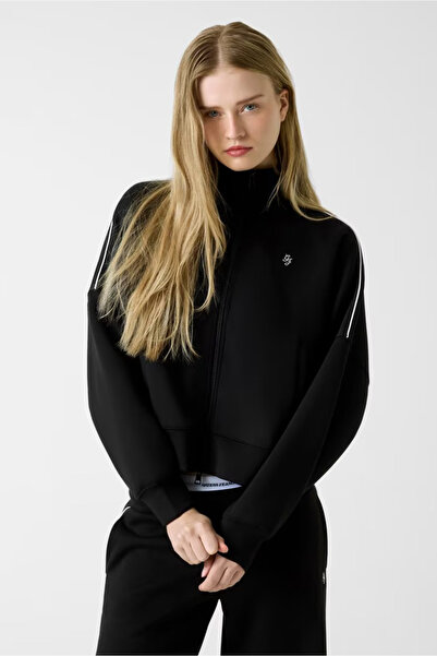Guess Kadın Scuba Fermuarlı Sweatshirt - Siyah