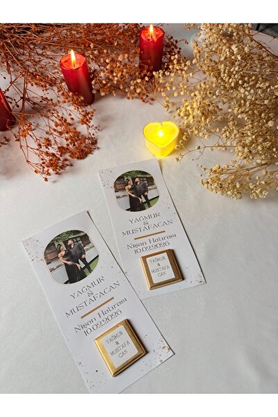 ADADESİGNED Kişiye Özel Fotoğraflı Nişan - Kına Hatıra Çikolata - Kart (10 Adet)