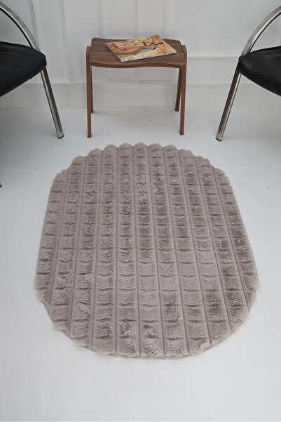 Sihirli Halı Velura Serisi 40003 Model Taş Renk Oval Kesim Halı