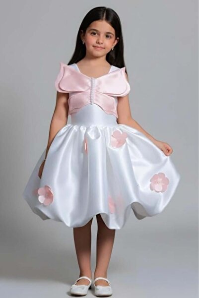 Alesaei-mondo tondo فستان سهرات بناتي ابيض بورد بارز S01188