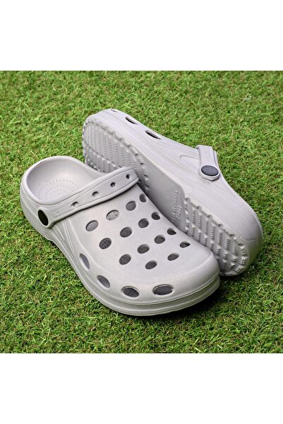 Flame Women's Closed Rubber Clogs, F002, Light Grey