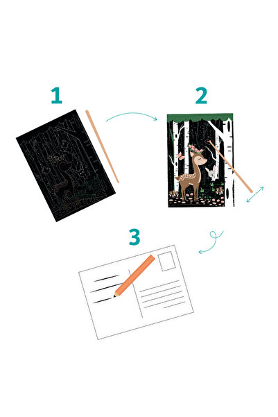 Loolipo Set of 10 postcards and 10 wooden scratch-off pencils - Animals from ...