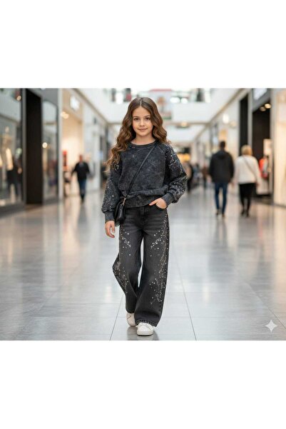 EFSACE Girl's Stoned Denim Set