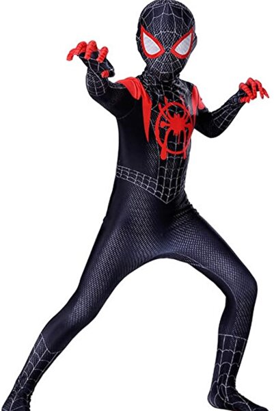 Butic Örümcek Adam Miles Morales Kostüm Siyah Kırmızı Çocuk Kostüm Cosplay