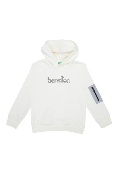 Benetton Beyaz Erkek Çocuk Baskılı Sweatshirt BNT-B21627