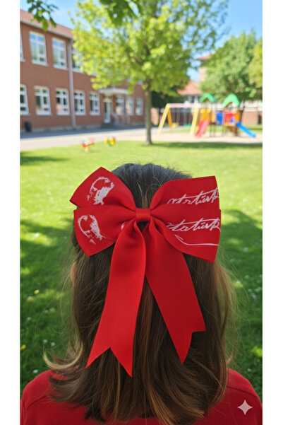 Neşeli Atölyem 1 Piece of Ataturk Silhouette and Signed Red Satin Ribbon Clip...