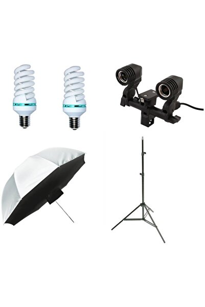 Generic Continuous Light Kit with 2 Bulbs and 92cm Softbox Umbrella
