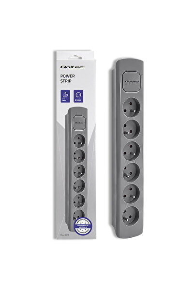 Qoltec Power strip 6 sockets, 1.8m, Grey