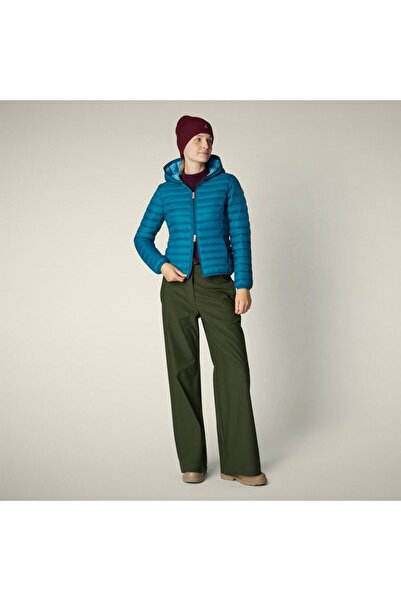 SAVE THE DUCK Kadın Kapüşonlu Şişme Mont Mavi - Daisy