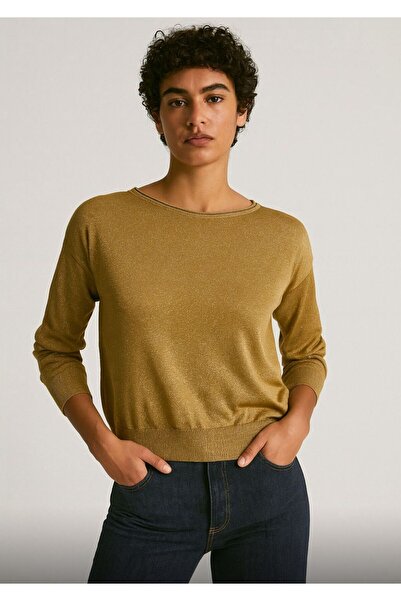 NN COLLECTİON GİYİM Kadın Gold Simli Triko Bluz