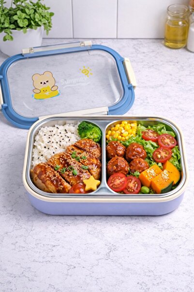 Brillant Cutie de prânz compartimentată cu model ursuleț de pluș de vară BR-6...