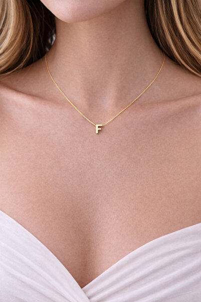 charmove ile kendinizi şımartın 14K Altın Renginde F Harf Minimal Model Çelik...