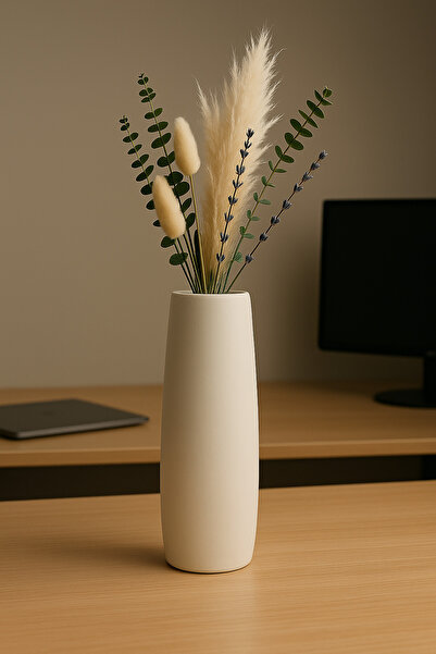 Empressco El Yapımı Uzun Taş Vazo, Japandi Tarzı Modern Ev Dekoru