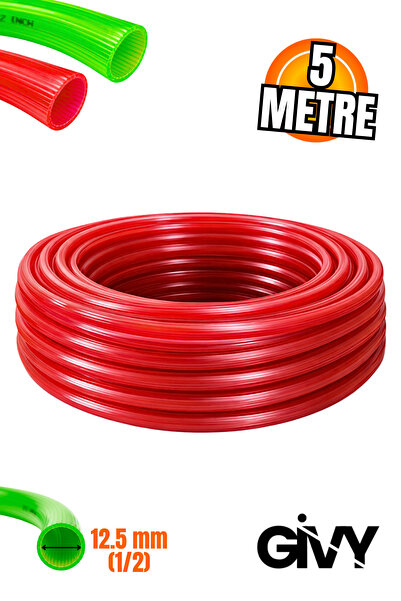 GİVY Silikonlu Hortum PVC 1/2″ Çizgili Hortum 5 Metre | Esnek Bahçe ve Sulama...