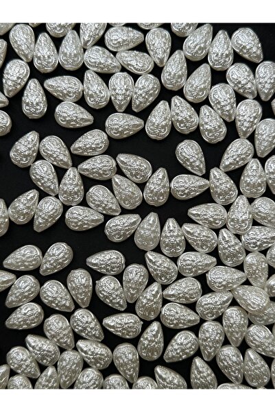 35 Pcs White Pearl Motif Drop Shaped Acrylic 18 mm Beads – Plastic Jewelry Accessory