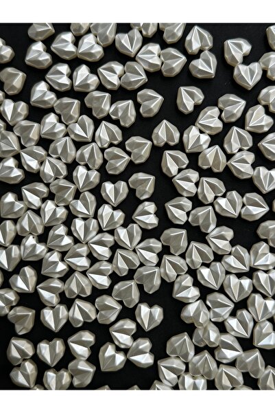 Bijumix Aksesuar 25 Adet 13 mm Beyaz Sedefli Kalp Akrilik Boncuk – Plastik Ta...