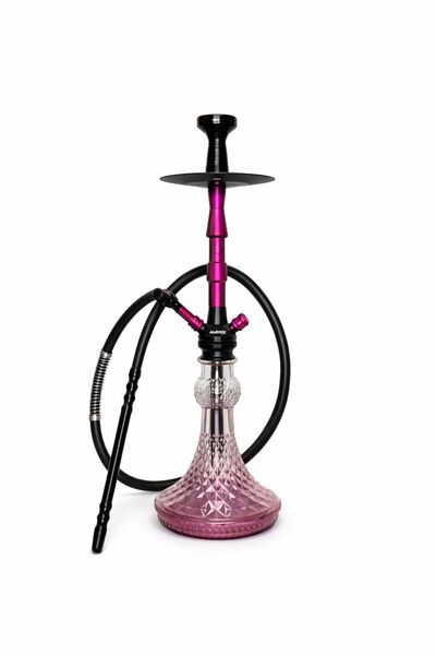 ALCAN Mor Gövdeli Cam Şişe Nargile Takımı – Marpuç Dahil
