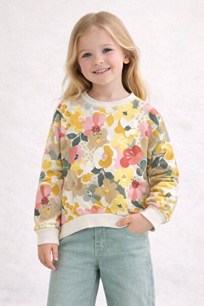 Pink Export Çiçek Desenli Ekru Sweatshirt