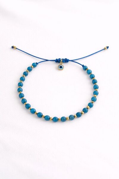 BDY Atelier Doğal Akuamarin Taşlı Nazar Boncuklu Makrome Bileklik- Stres, ger...