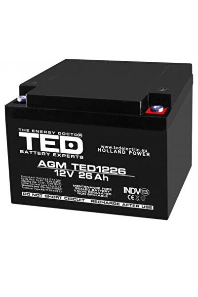 TED Electric Acumulator AGM VRLA 12V 26A dimensiuni 165mm x 175mm x h 126mm M...