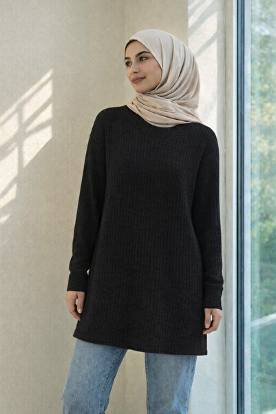 Kirazgym Ribbed Long Knit Sweater - Black