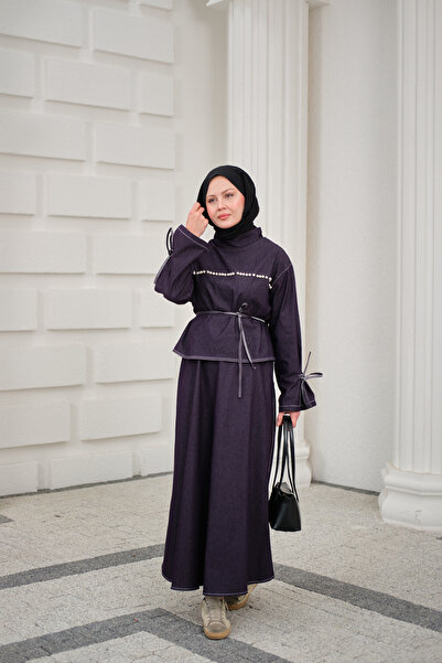 LOCCO Γυναικείο κοστούμι με λεπτομέρεια από πέρλες στο μπροστινό μέρος, διακο...