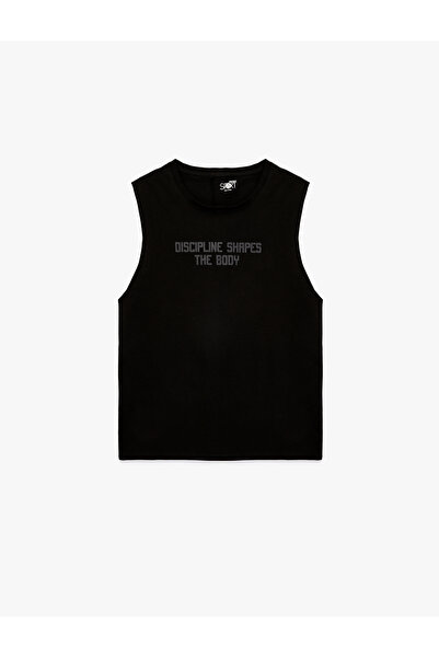 Koton Cotton Printed Sleeveless Crew Neck Sports Tank Top