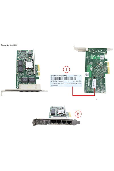 FUJITSU Placă de rețea PLAN CP BCM 5719-4P 4X 1000BASE-T PCIe