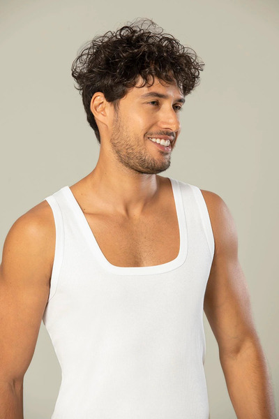 Erdem 4 Pieces, Men's Camisole, Ribbed Undershirt, 100% Cotton