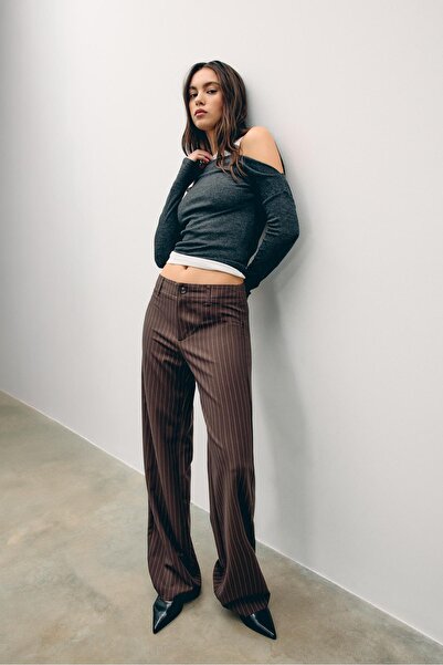 Stradivarius Çizgili dar kesim klasik straight pantolon