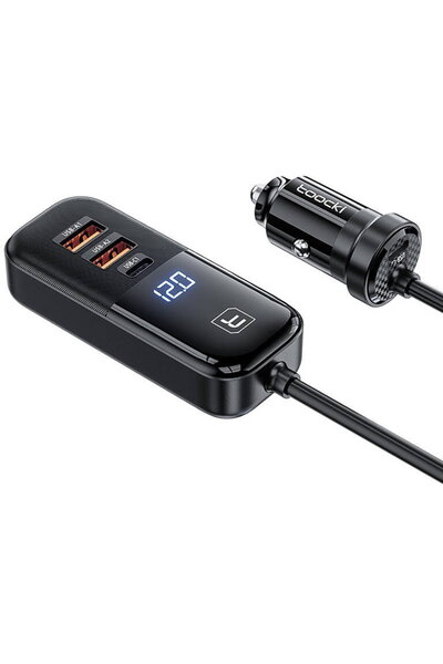 Toocki Încărcător auto 2A+2C, 120W (negru)