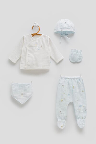 Caramell Sicilia Premium Müslin 5li Set Erkek Mavi