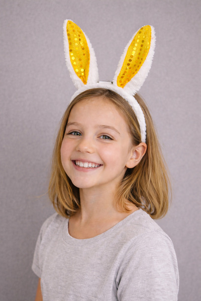 PARTİPORT Peluş Payet Tavşan Kulak Taç Sarı