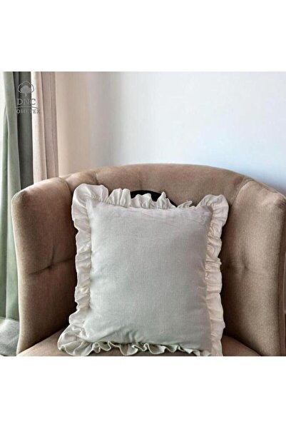 DNC home tekstil Husă de pernă decorativă din in brut cu volane (43x43)